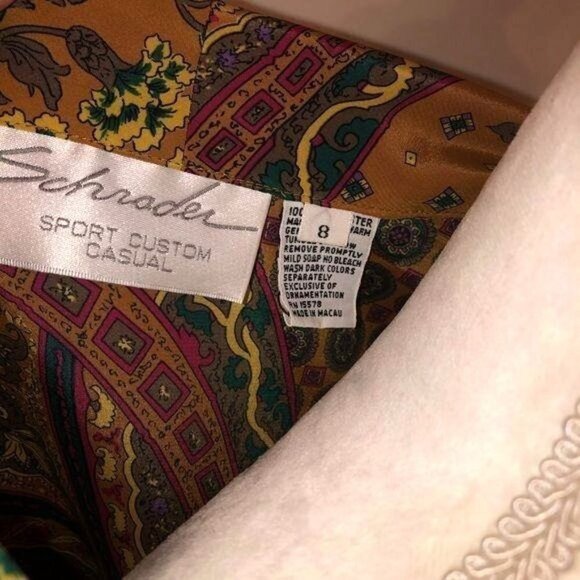 Schrader Sport Custom Casual Skirt Top Set Size 8 Gold Green Paisley Elastic Bow - Picture 4 of 14